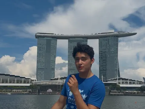 Me by the water in front of Marina Bay Sands, Singapore